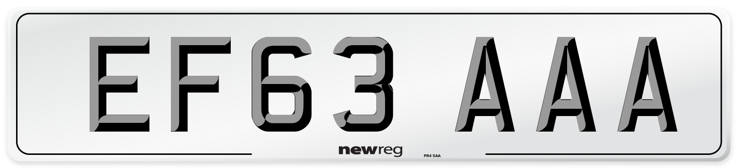 EF63 AAA Number Plate from New Reg